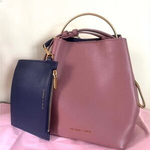 Charles & Keith Mauve and Navy Crossbody Bag Duo